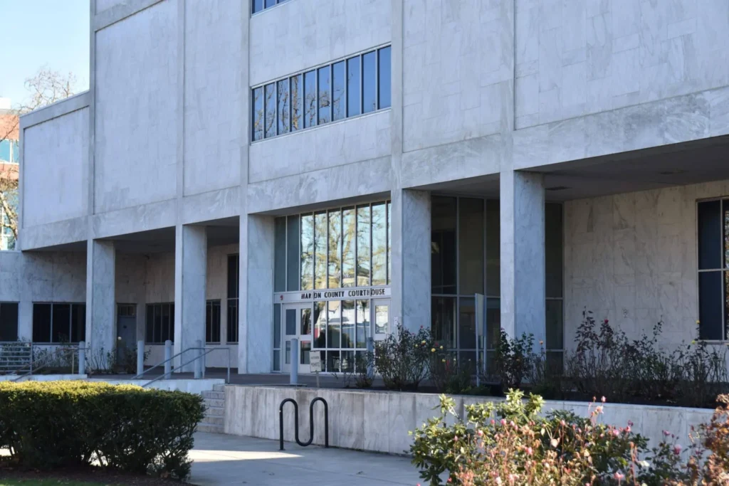 Marion County courthouse building entrance facade